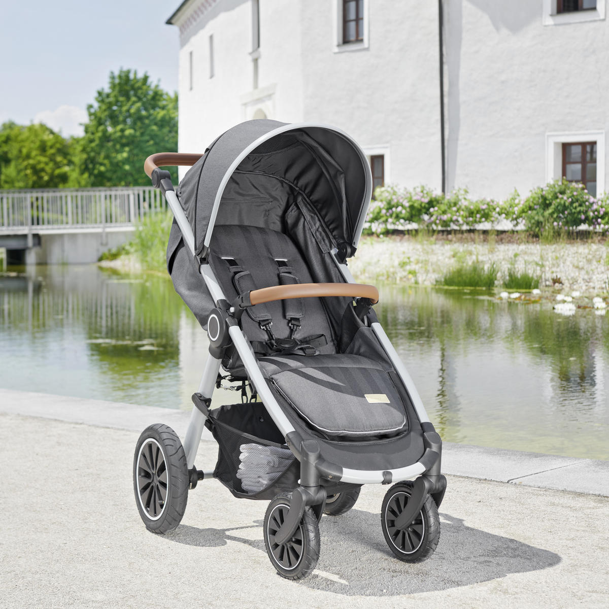 BUGGY Smart  - Dunkelgrau/Alufarben, Trend, Textil/Metall (115/56/105cm) - Jimmylee