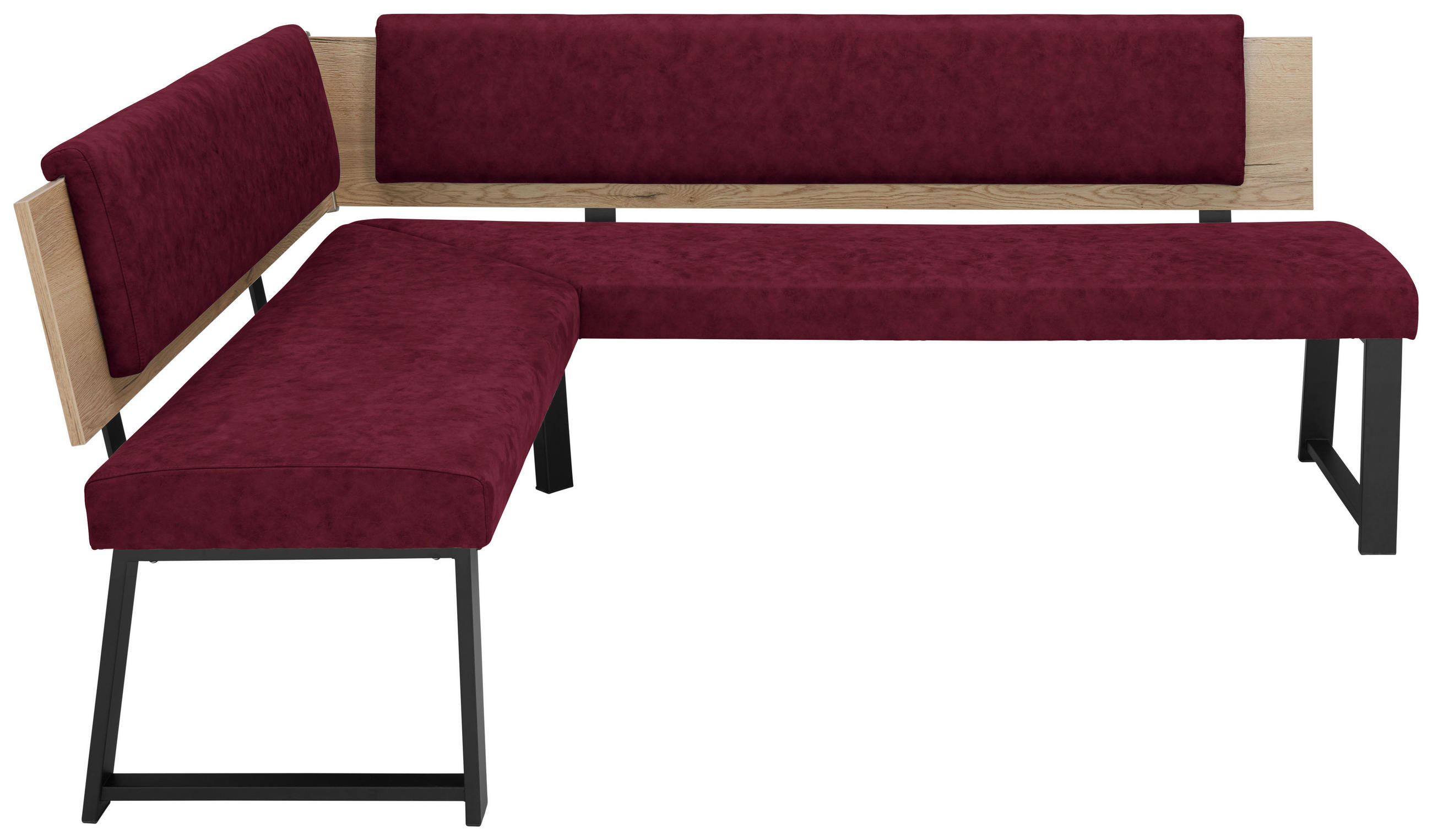 ECKBANK Metall, Textil, Holzwerkstoff Dunkelrot  - Schwarz/Dunkelrot, Modern, Holzwerkstoff/Textil (180/220cm) - Venda