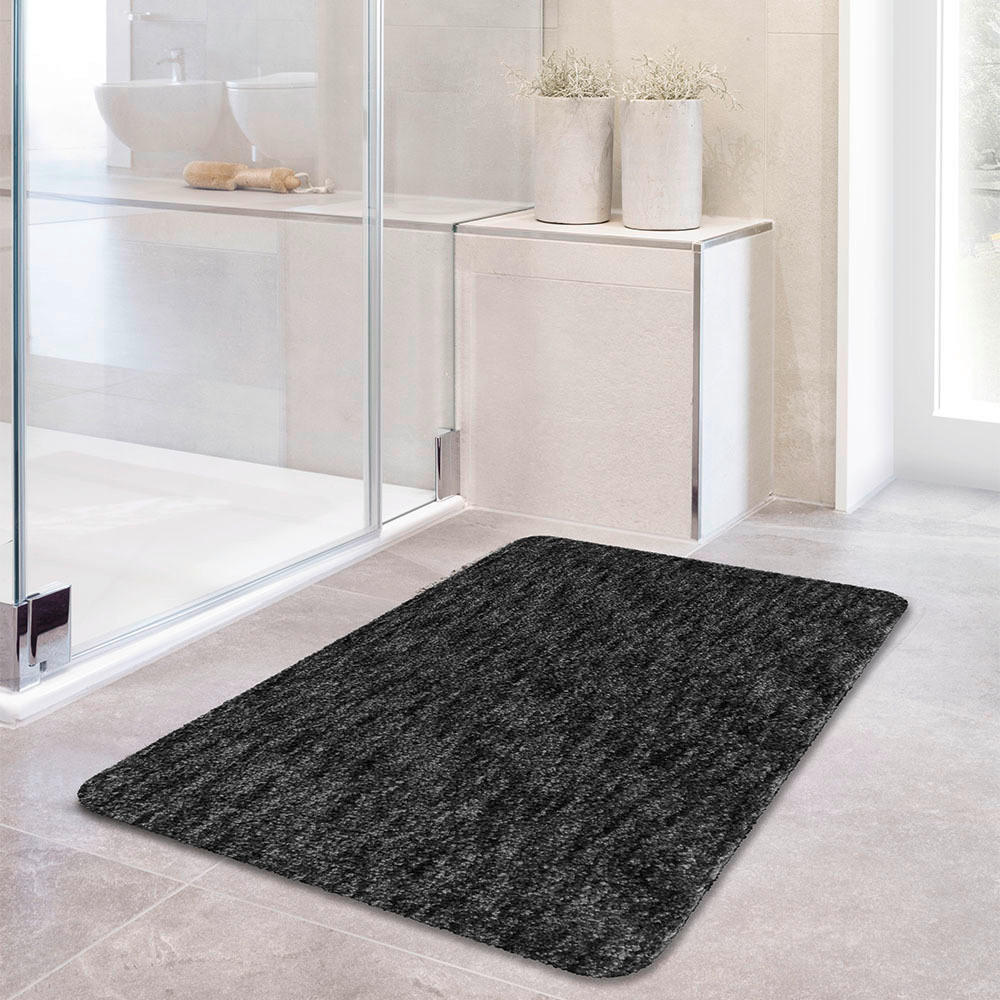 BADEMATTE 60/90 cm Anthrazit  - Anthrazit, Basics, Kunststoff/Textil (60/90cm) - Grund