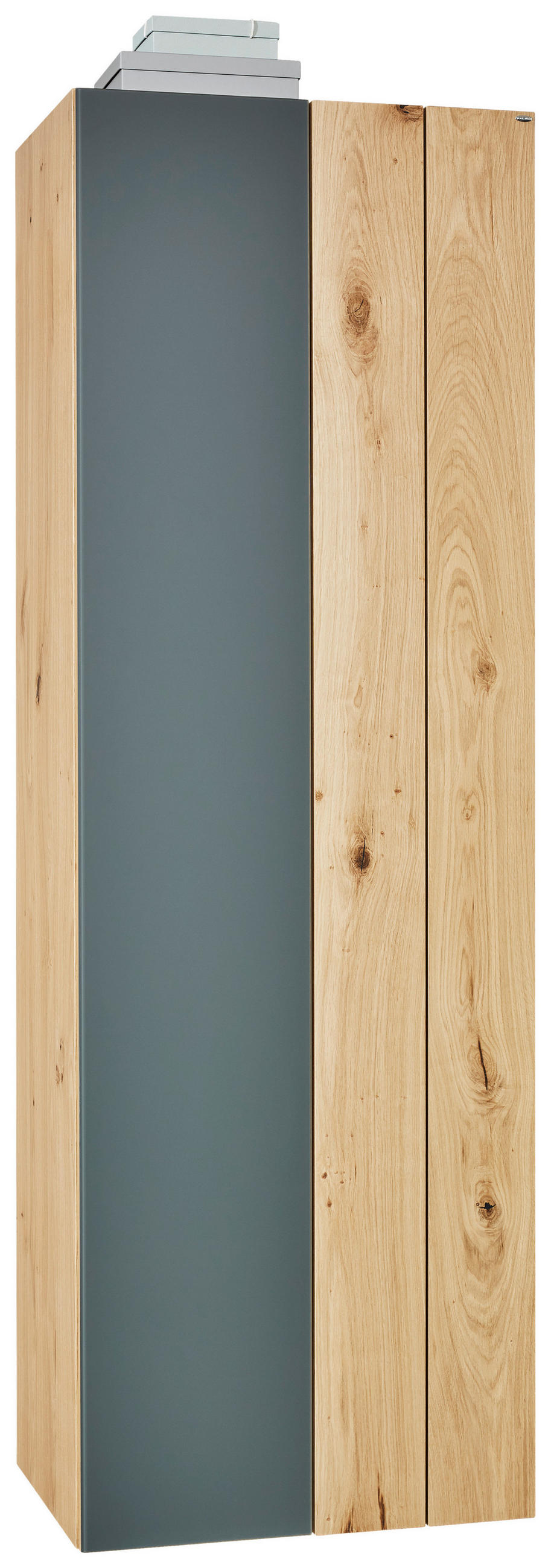 GARDEROBENSCHRANK Wildeiche furniert Grau, Eichefarben - Eichefarben/Grau, Design, Glas/Holz (64/196/42,7cm) - Voglauer