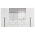 DREHTÜRENSCHRANK 400/223/61 cm,  in Weiß, Weiß Hochglanz, 8-türig  - Chromfarben/Weiß Hochglanz, Basics, Glas/Holzwerkstoff (400/223/61cm) - Novel