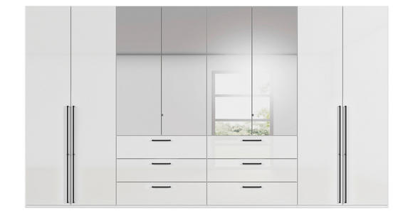 DREHTÜRENSCHRANK 400/223/61 cm,  in Weiß, Weiß Hochglanz, 8-türig  - Chromfarben/Weiß Hochglanz, Basics, Glas/Holzwerkstoff (400/223/61cm) - Novel