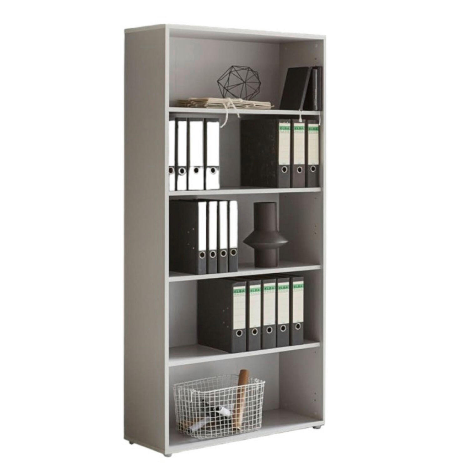 AKTENREGAL Grau  - Silberfarben/Grau, MODERN, Holzwerkstoff (84,4/185,6/33cm) - MID.YOU