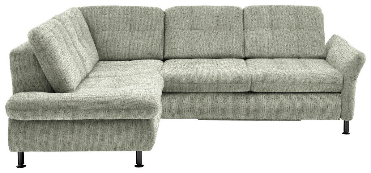 ECKSOFA in Webstoff Grün  - Schwarz/Grün, Konventionell, Textil/Metall (210/242cm) - Beldomo Style