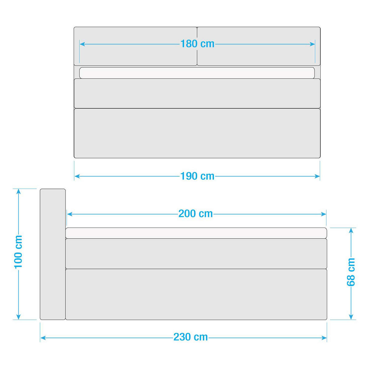 BOXSPRINGBETT 160/200 cm  in Creme  - Creme/Schwarz, Design, Textil (160/200cm) - home24