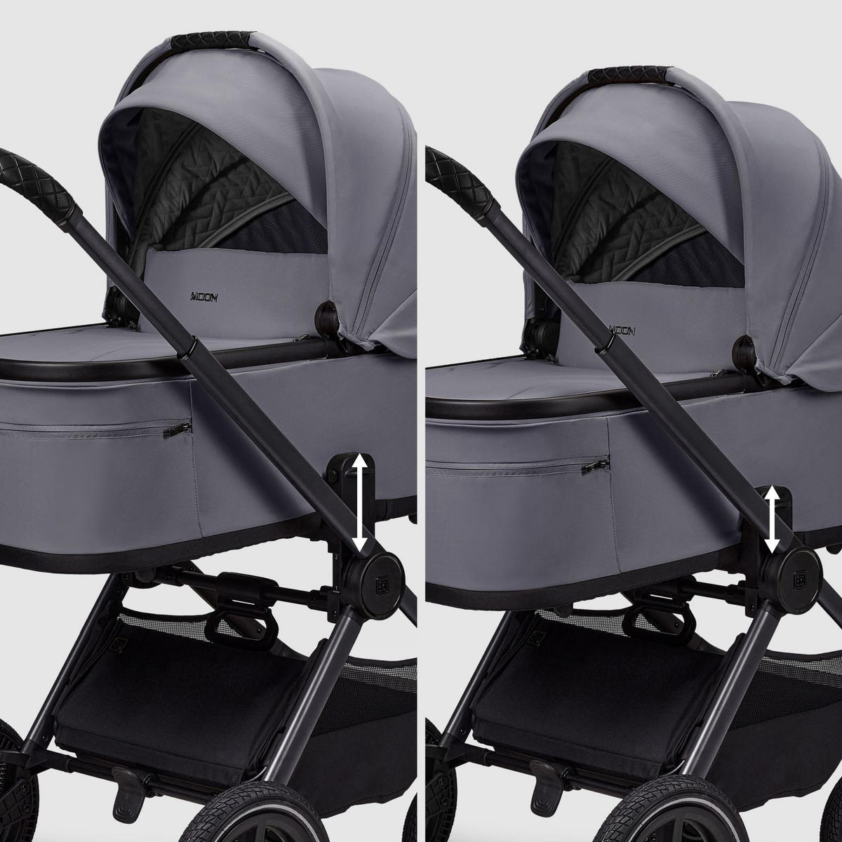 KINDERWAGENSET  GIO FOLD SET AIR  graphite  - Hellgrau/Grau, Basics, Textil/Metall (120/58/92cm) - Moon Edition