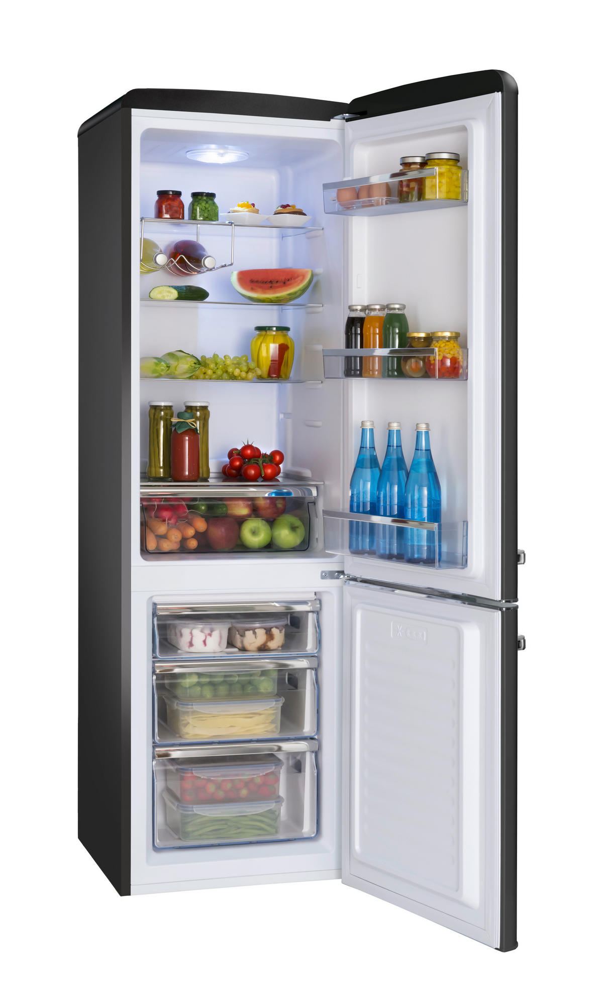 KÜHL-GEFRIER-KOMBINATION KGCR387100MS  - Schwarz, Basics, Metall (55/181/61,5cm) - Amica