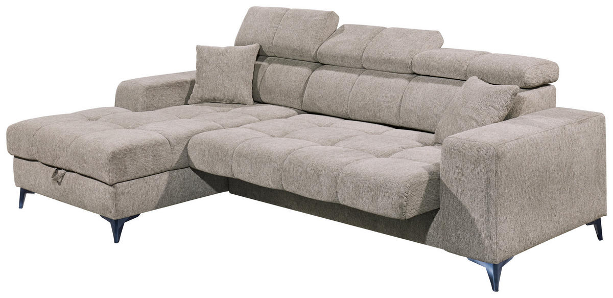ECKSOFA in Chenille Graubraun  - Graubraun/Schwarz, Konventionell, Kunststoff/Textil (172/268cm) - MID.YOU