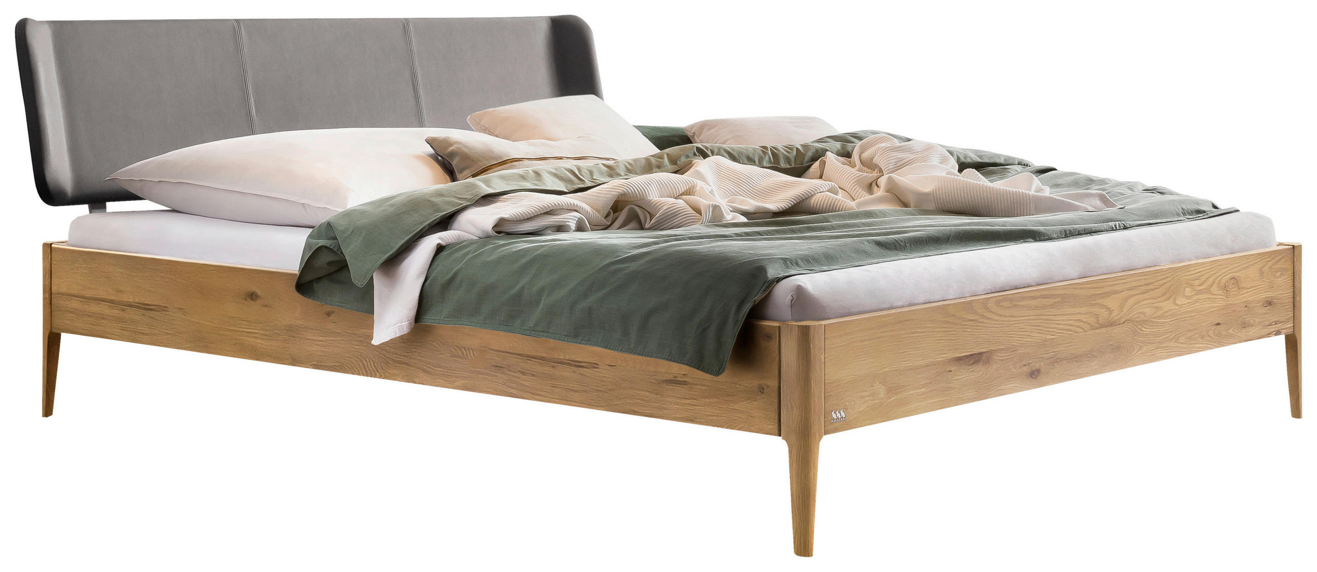 BETT 160/200 cm  in Dunkelgrau, Wildeiche  - Wildeiche/Dunkelgrau, MODERN, Holz/Textil (160/200cm) - Hasena