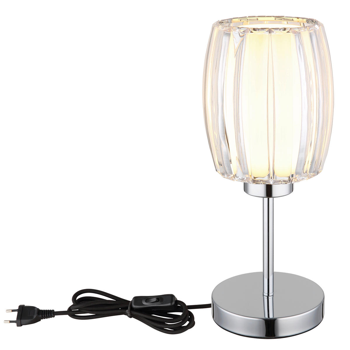 TISCHLEUCHTE 18/40 cm   - Klar/Chromfarben, Design, Glas/Kunststoff (18/40cm) - Globo