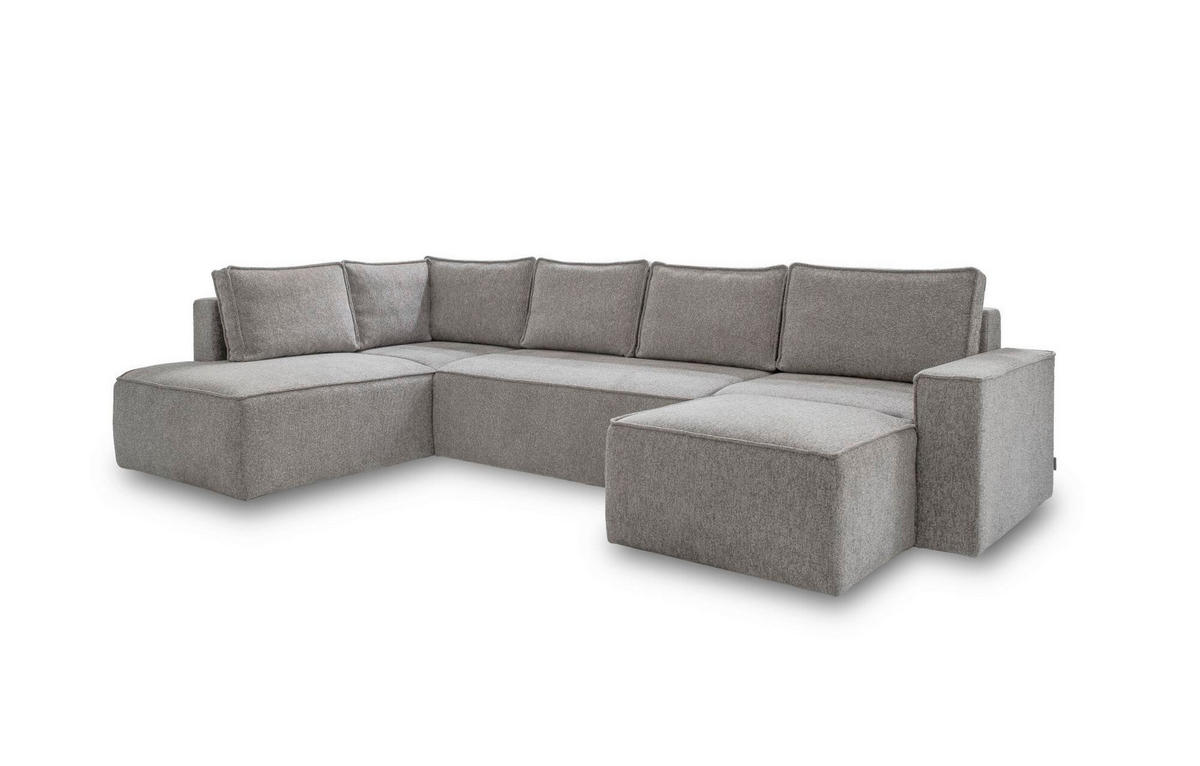 SJEDEĆA GARNITURA tekstil  siva   - bijela/siva, Design, tekstil/plastika (194/322/156cm) - MID.YOU