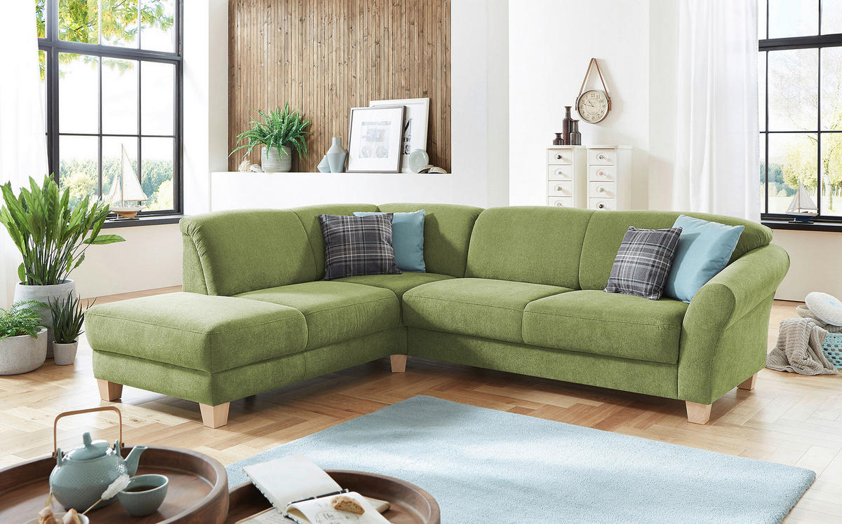 ECKSOFA in Flachgewebe Grün  - Naturfarben/Grün, Konventionell, Holz/Textil (212/257cm) - Sit & More