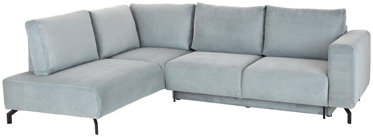 ECKSOFA Graugrün Cord  - Schwarz/Graugrün, MODERN, Textil/Metall (210/272cm) - P & B