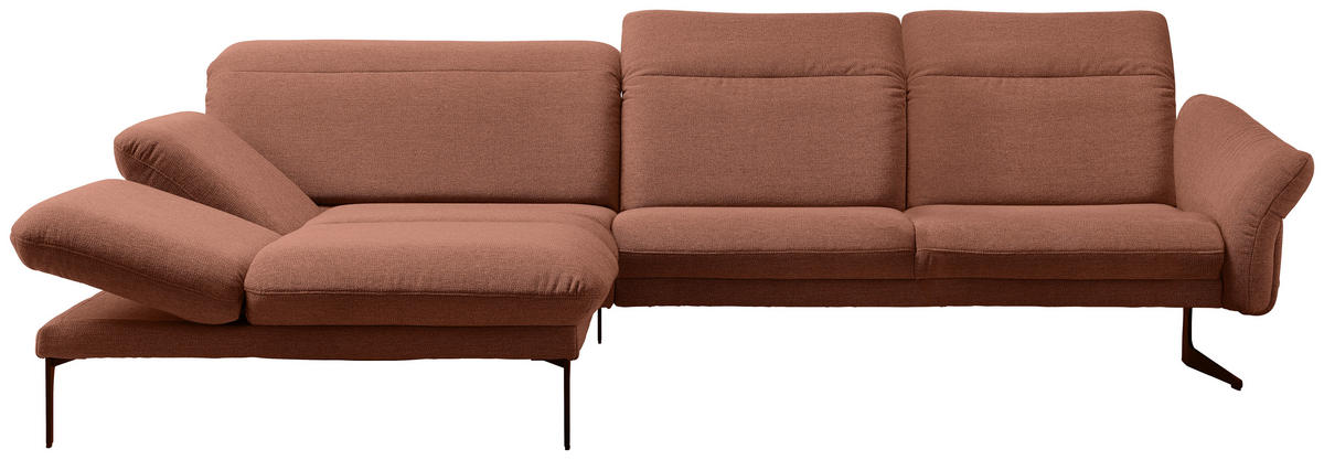 ECKSOFA in Webstoff Terracotta  - Anthrazit/Terracotta, Design, Textil/Metall (203/299cm) - Himolla