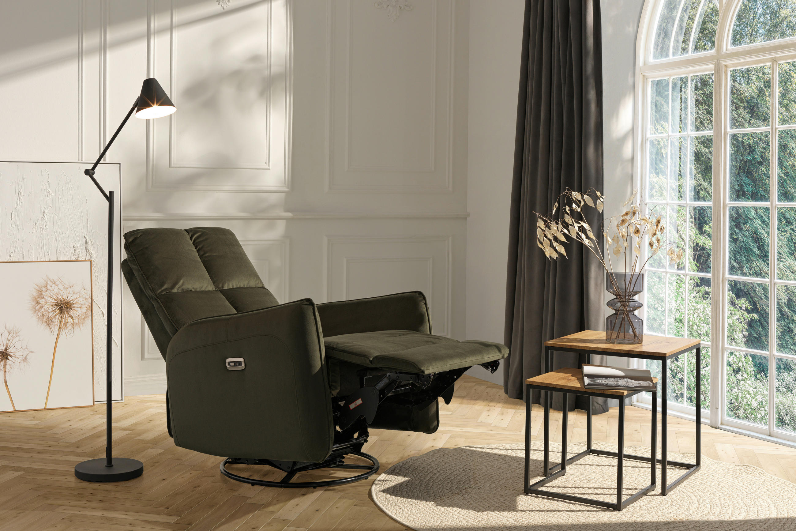 RELAXSESSEL in Metall, Textil Grün  - Schwarz/Grün, Design, Textil/Metall (81/110/95cm) - Carryhome