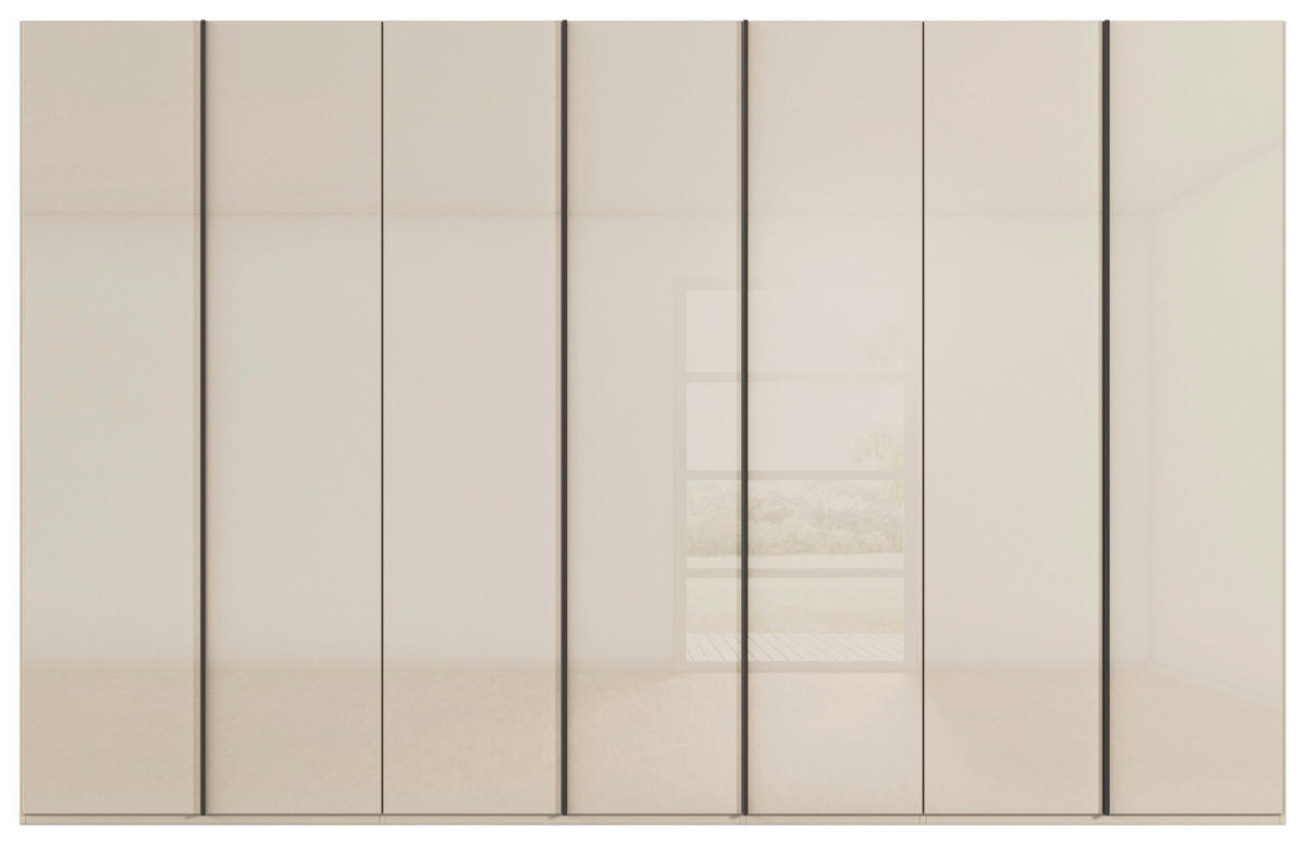 DREHTÜRENSCHRANK 350/223/61 cm,  in Champagner, 7-türig  - Champagner/Graphitfarben, Basics, Glas/Holzwerkstoff (350/223/61cm) - Novel