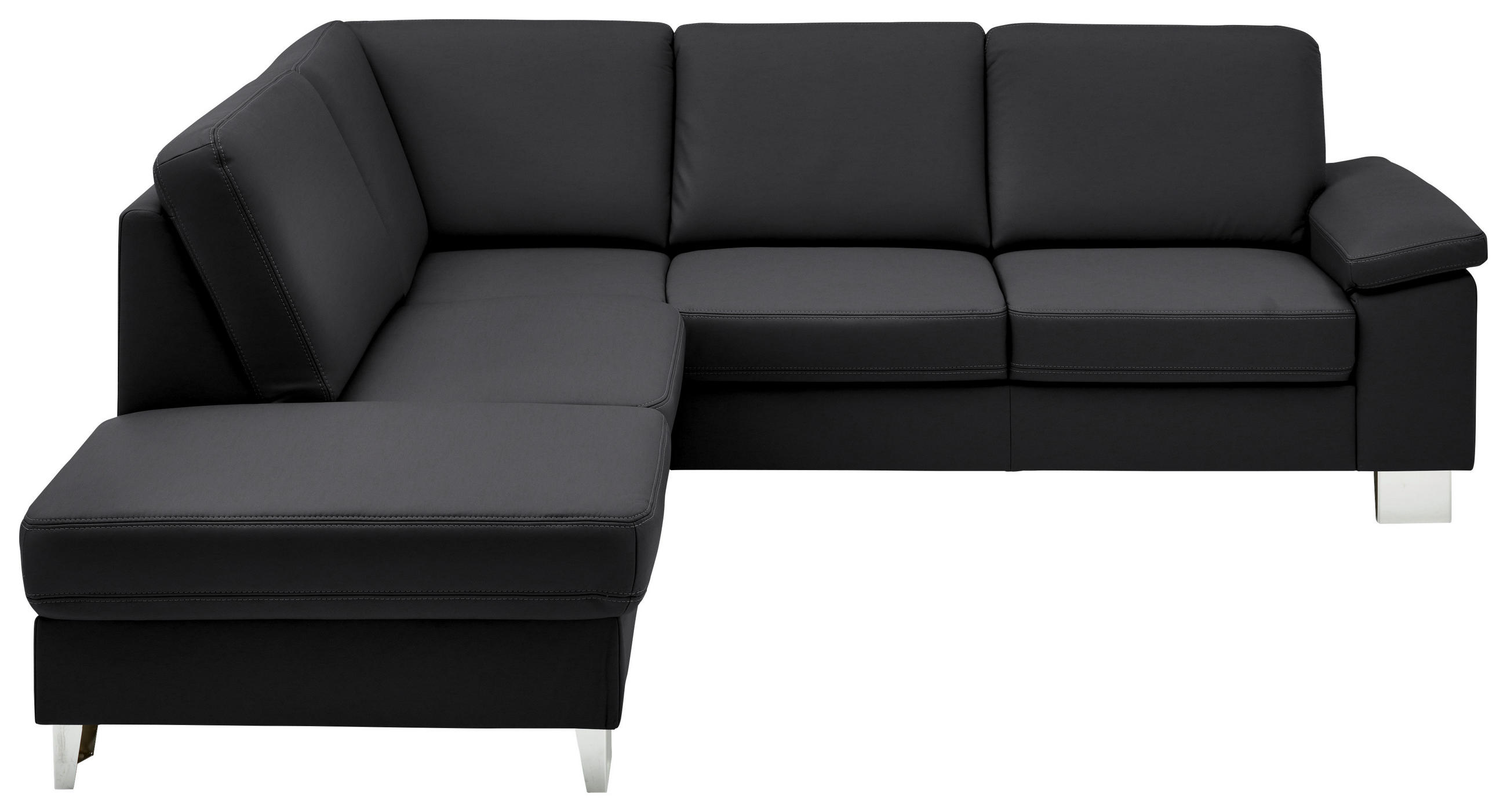ECKSOFA  in Echtleder Anthrazit  235/248 cm  - Anthrazit/Alufarben, Design, Leder/Metall (235/248cm) - Beldomo Premium