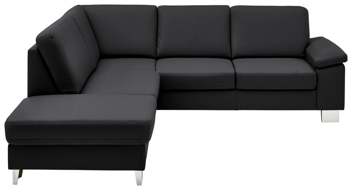 ECKSOFA  in Echtleder Anthrazit  235/248 cm  - Anthrazit/Alufarben, Design, Leder/Metall (235/248cm) - Beldomo Premium