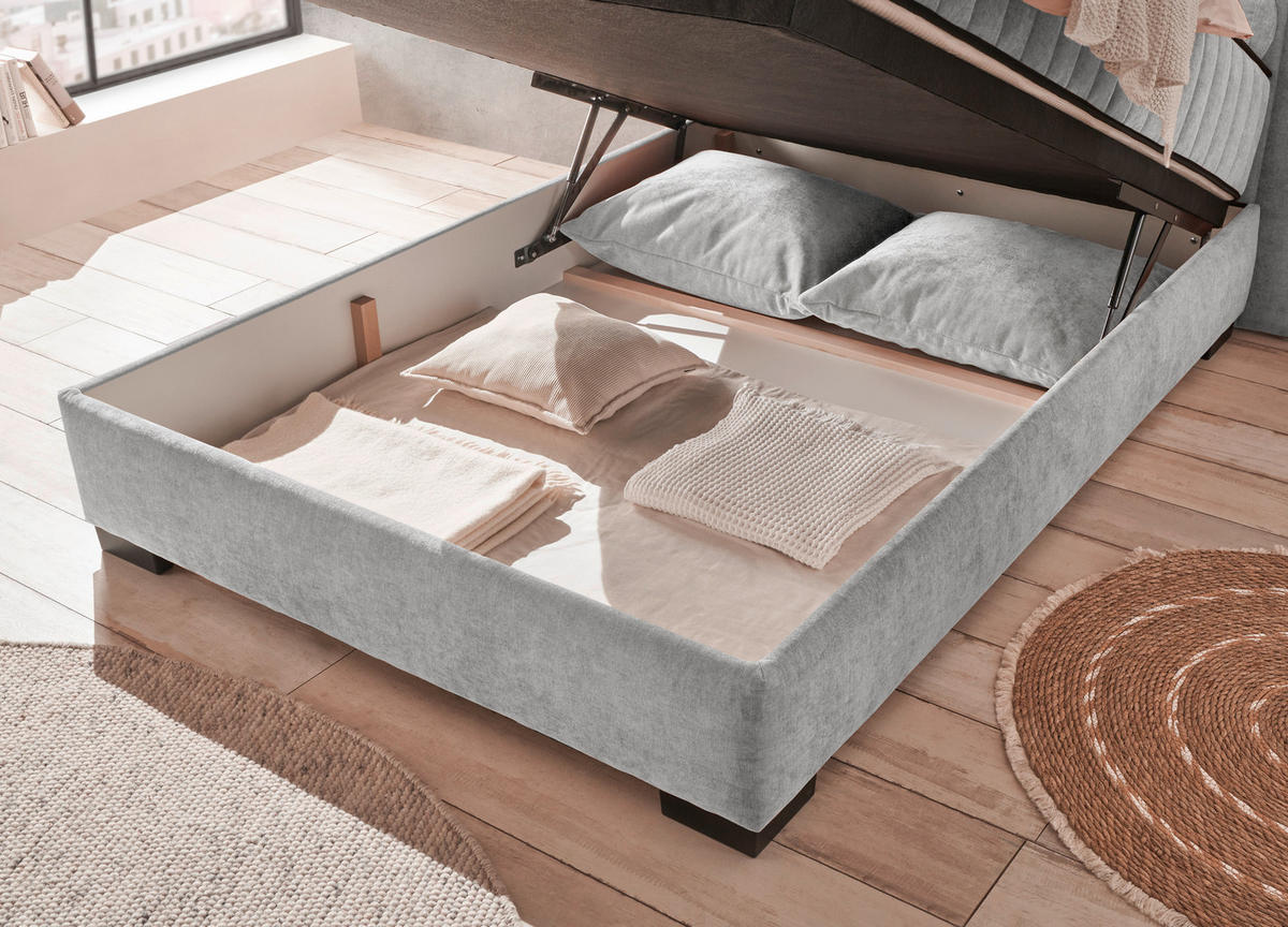 BOXBETT 140/200 cm  in Hellgrau  - Hellgrau/Schwarz, MODERN, Holzwerkstoff/Kunststoff (140/200cm) - MID.YOU