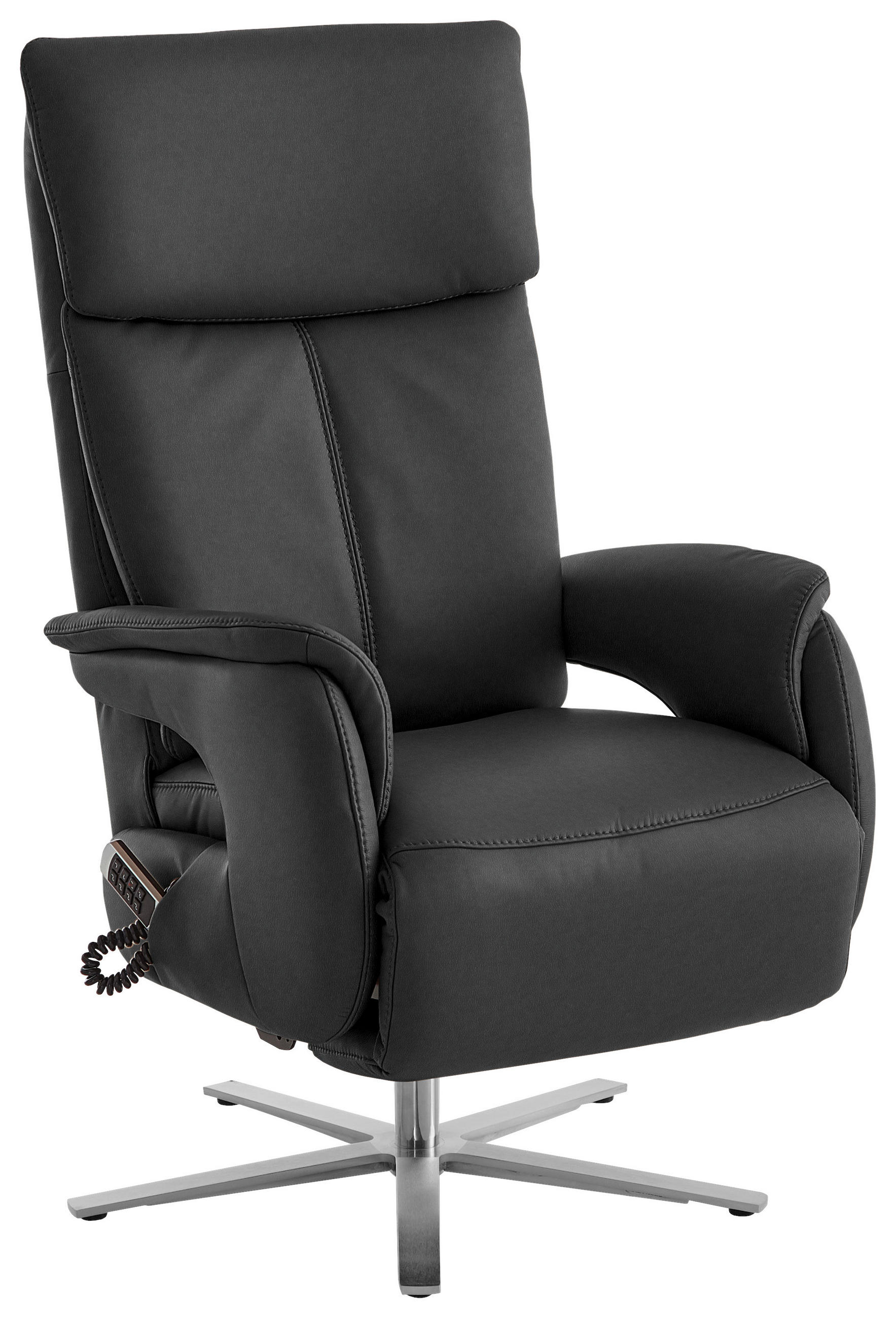 RELAXSESSEL in Leder Anthrazit  - Edelstahlfarben/Anthrazit, Design, Leder/Metall (70/124/85cm) - Cantus