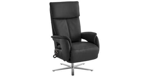 RELAXSESSEL in Leder Anthrazit - Edelstahlfarben/Anthrazit, Design, Leder/Metall (70/124/85cm) - Cantus