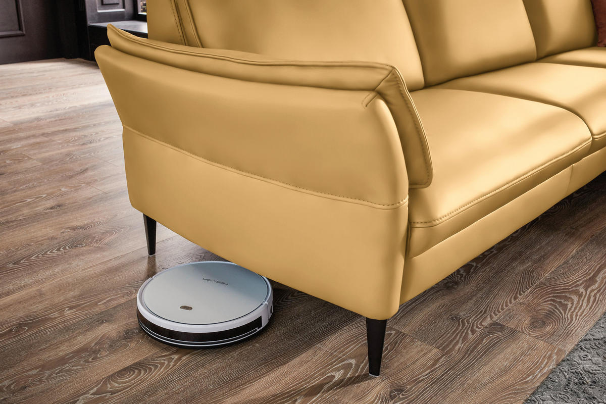 ECKSOFA in Echtleder Gelb  - Gelb/Schwarz, Design, Leder/Metall (334/172cm) - Hukla