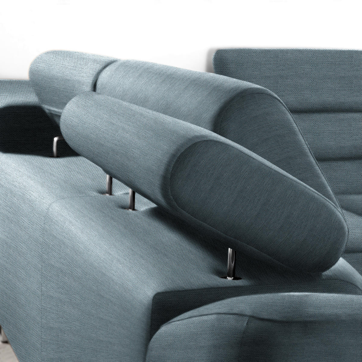 ECKSOFA in Webstoff Blaugrau  - Blaugrau, Design, Textil/Metall (280/235cm) - Hom`in