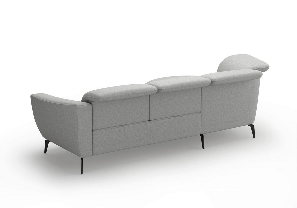 ECKSOFA in Flachgewebe Hellgrau  - Hellgrau/Schwarz, Konventionell, Textil/Metall (199/309cm) - Sit & More