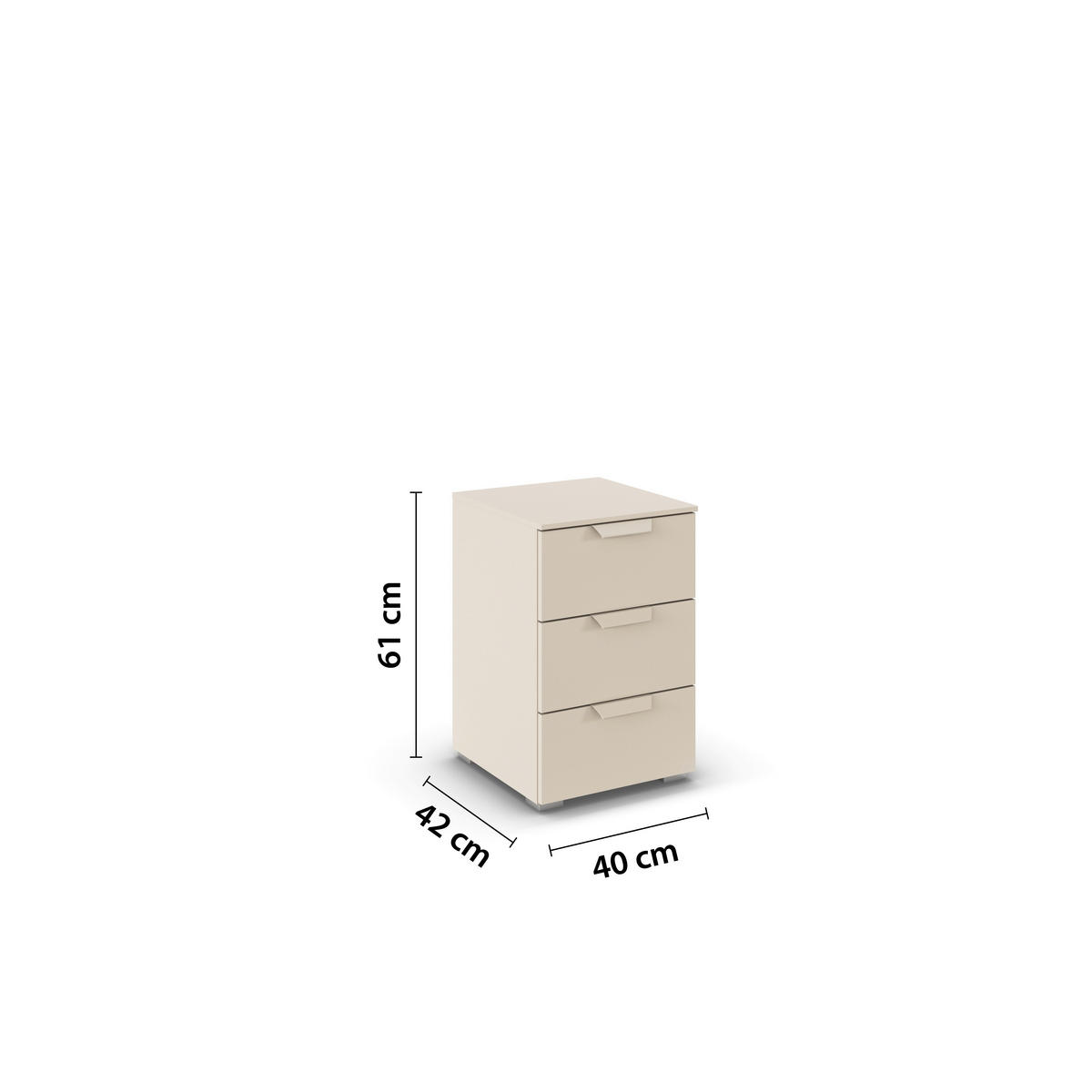 NOČNA OMARICA, barve šampanjca  - barve šampanjca/barve aluminija, Konvencionalno, kovina/umetna masa (40/61/42cm) - Xora