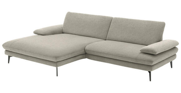 ECKSOFA in Velours Platinfarben 184/284 cm - Platinfarben/Schwarz, Design, Textil/Metall (184/284cm) - Dieter Knoll