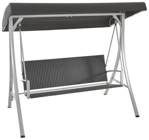 HOLLYWOODSCHAUKEL 180/166/120 cm  - Silberfarben/Schwarz, KONVENTIONELL, Kunststoff/Textil (180/166/120cm) - Xora