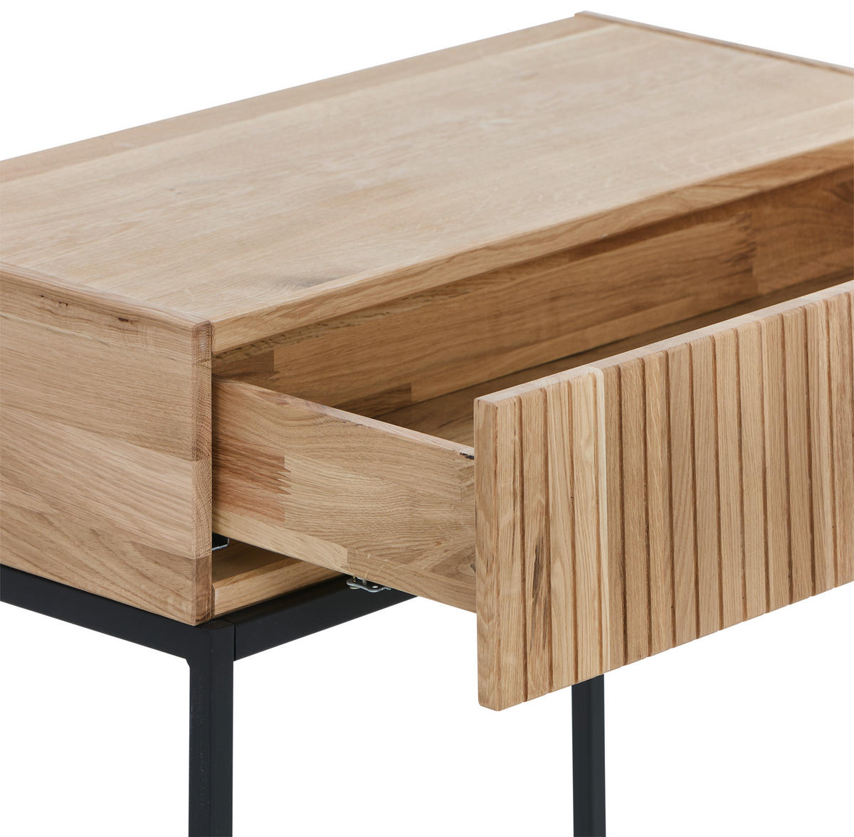 KONSOLENTISCH Eiche massiv Eichefarben, Schwarz  - Eichefarben/Schwarz, Natur, Holz/Metall (80/38/80cm) - Linea Natura