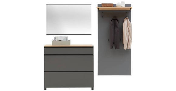 GARDEROBE 3-teilig in 205/195/31 cm - Eichefarben/Anthrazit, Design, Holz/Holzwerkstoff (205/195/31cm) - Dieter Knoll