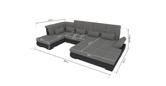 WOHNLANDSCHAFT Graphitfarben Struktur  - Schwarz/Graphitfarben, KONVENTIONELL, Kunststoff/Textil (191/363/212cm) - Carryhome