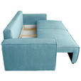 SCHLAFSOFA Cord Türkis  - Türkis/Schwarz, KONVENTIONELL, Kunststoff/Textil (240/89/100cm) - Carryhome
