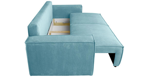 SCHLAFSOFA Cord Türkis - Türkis/Schwarz, KONVENTIONELL, Kunststoff/Textil (240/89/100cm) - Carryhome
