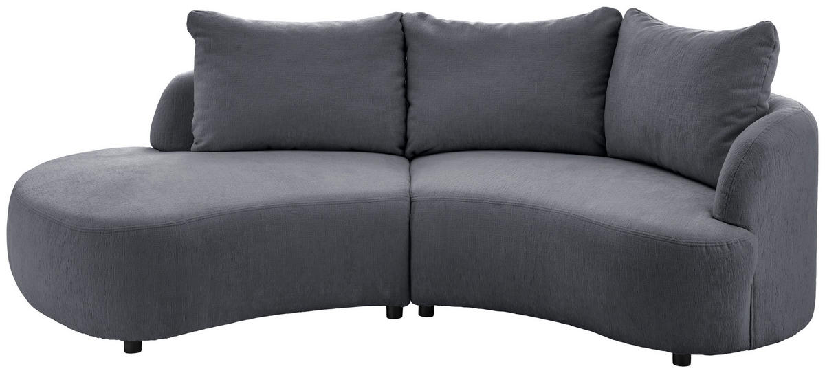 ECKSOFA in Mikrofaser Anthrazit  - Anthrazit/Schwarz, Modern, Kunststoff/Textil (250/139cm) - Livetastic