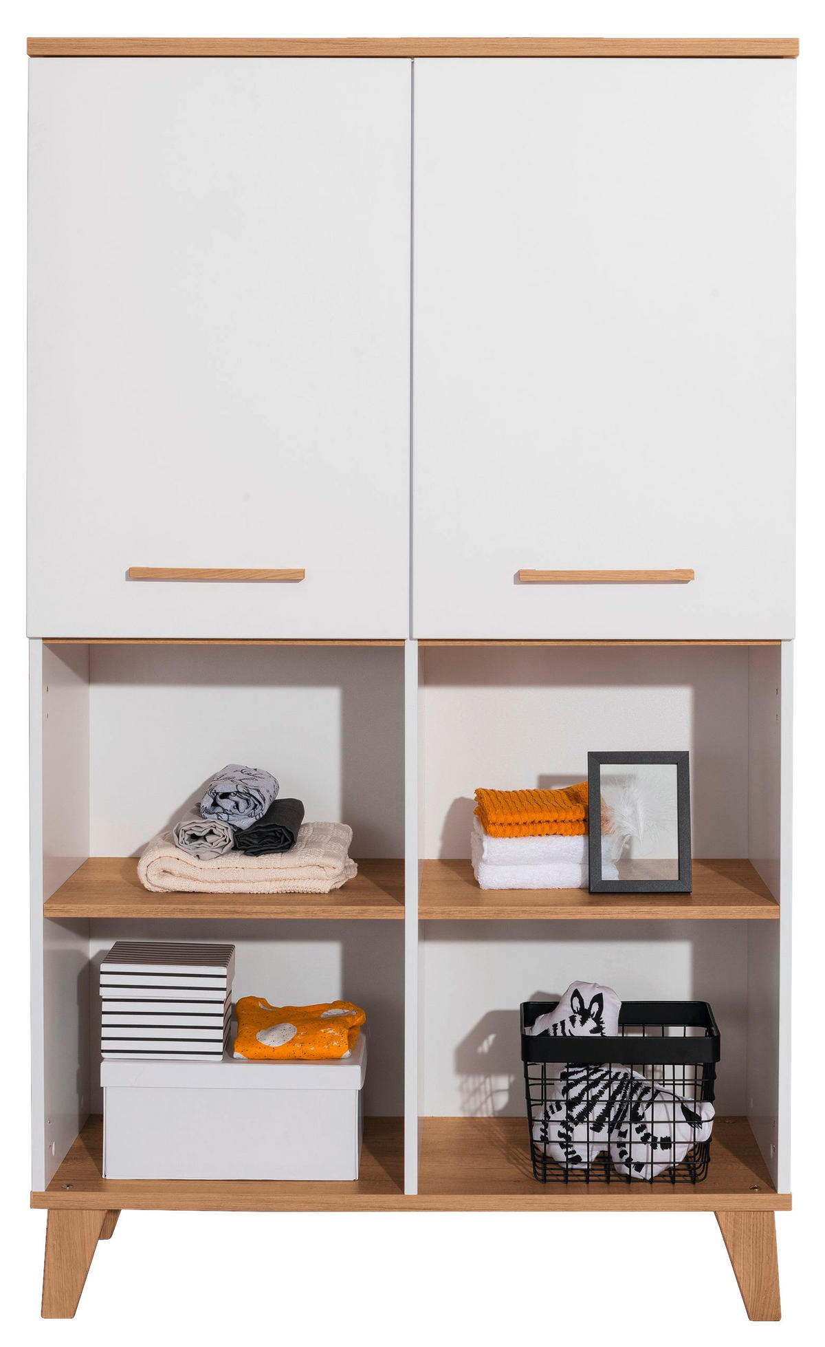 REGAL  94,8/159/39,9 cm Weiss, Eichefarben  - Weiss/Eichefarben, Konventionell, Holz/Holzwerkstoff (94,8/159/39,9cm) - Paidi