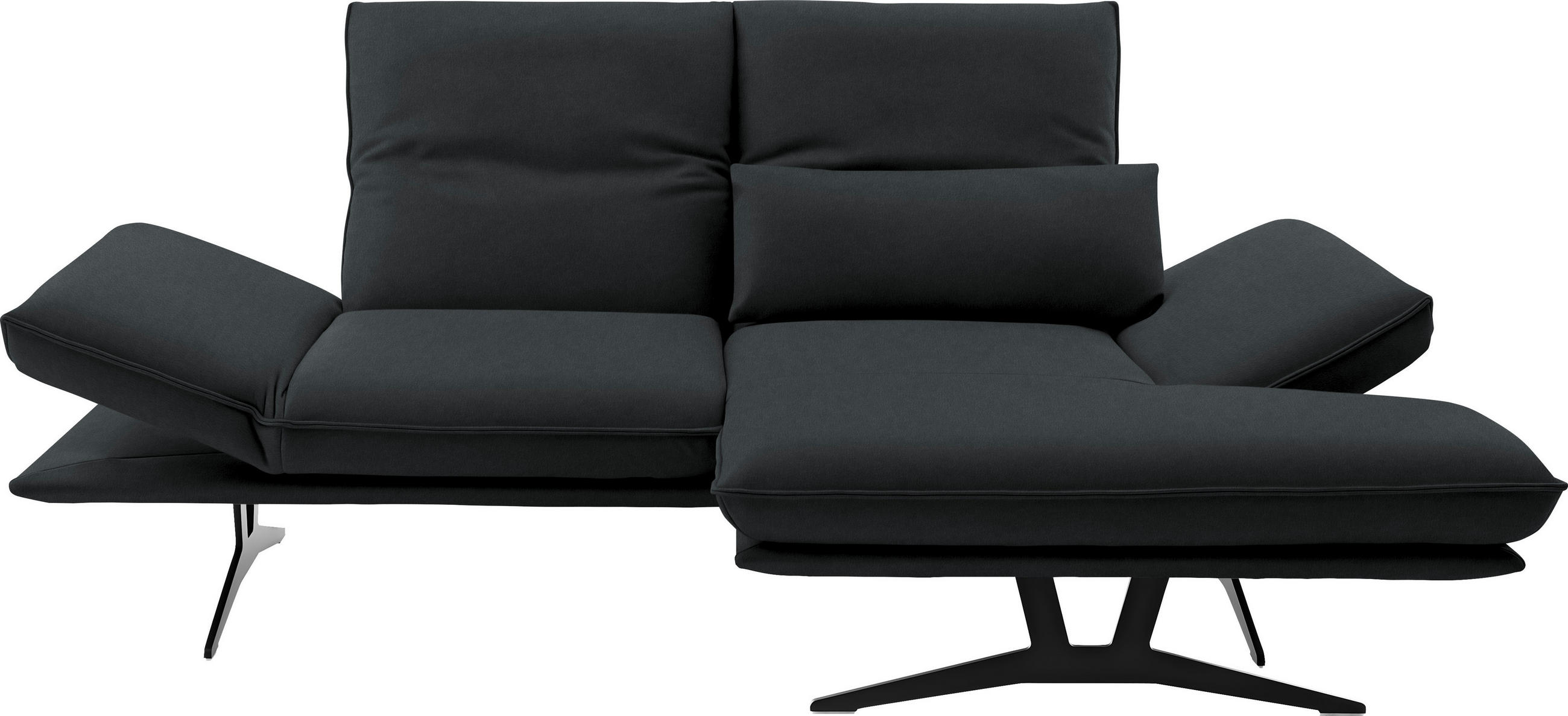 ECKSOFA in Echtleder Grau  - Schwarz/Grau, Design, Leder/Metall (210/130cm) - Dieter Knoll