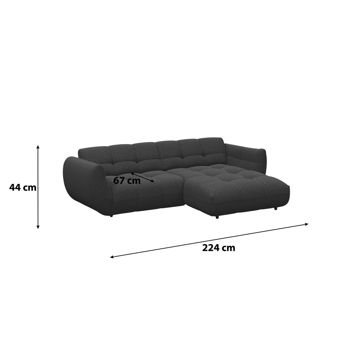 ECKSOFA  Chenille Dunkelblau  - Schwarz/Dunkelblau, Trend, Kunststoff/Textil (280/178cm) - MID.YOU