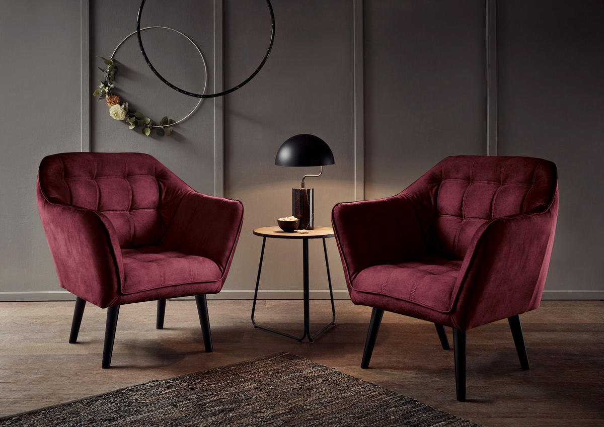 KOKTÉLFOTEL - fekete/borvörös, Modern, faalapú anyag/textil (84/87/70cm) - MID.YOU