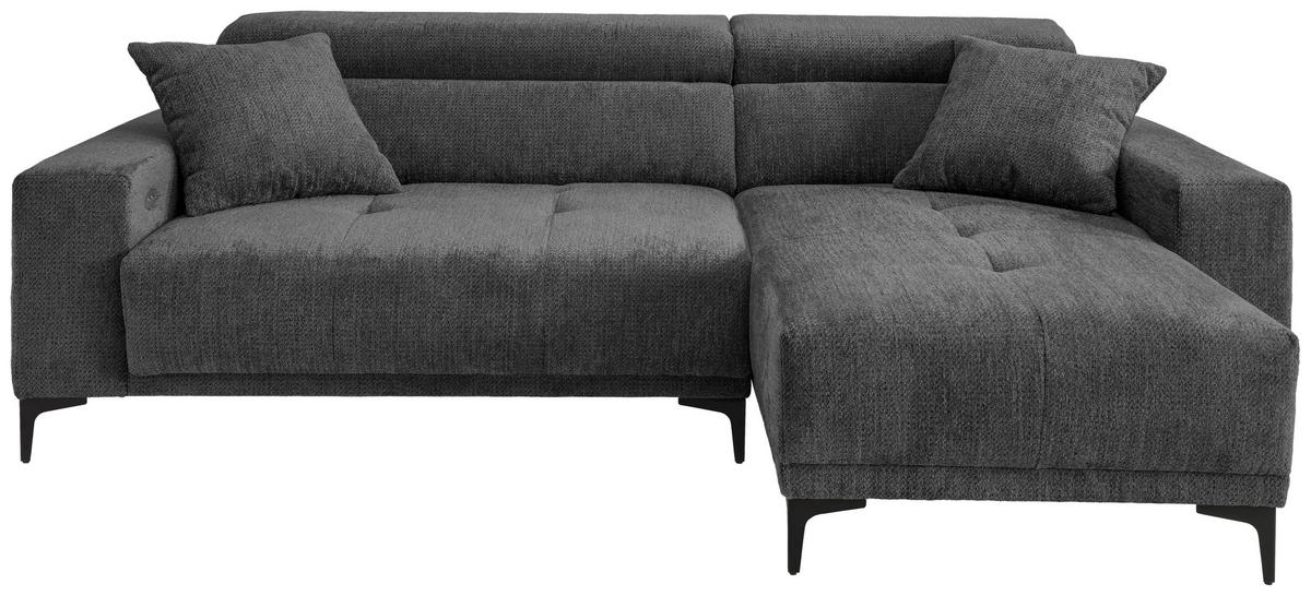 ECKSOFA Chenille Anthrazit  - Anthrazit/Schwarz, Basics, Textil/Metall (250/183cm) - Livetastic