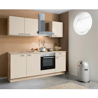 KÜCHENBLOCK 200 cm   in Creme, Eichefarben  - Edelstahlfarben/Eichefarben, KONVENTIONELL, Holzwerkstoff/Metall (200cm) - Express