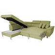 ECKSOFA inkl. Funktionen Grün Webstoff  - Silberfarben/Grün, Design, Textil/Metall (226/257cm) - Xora