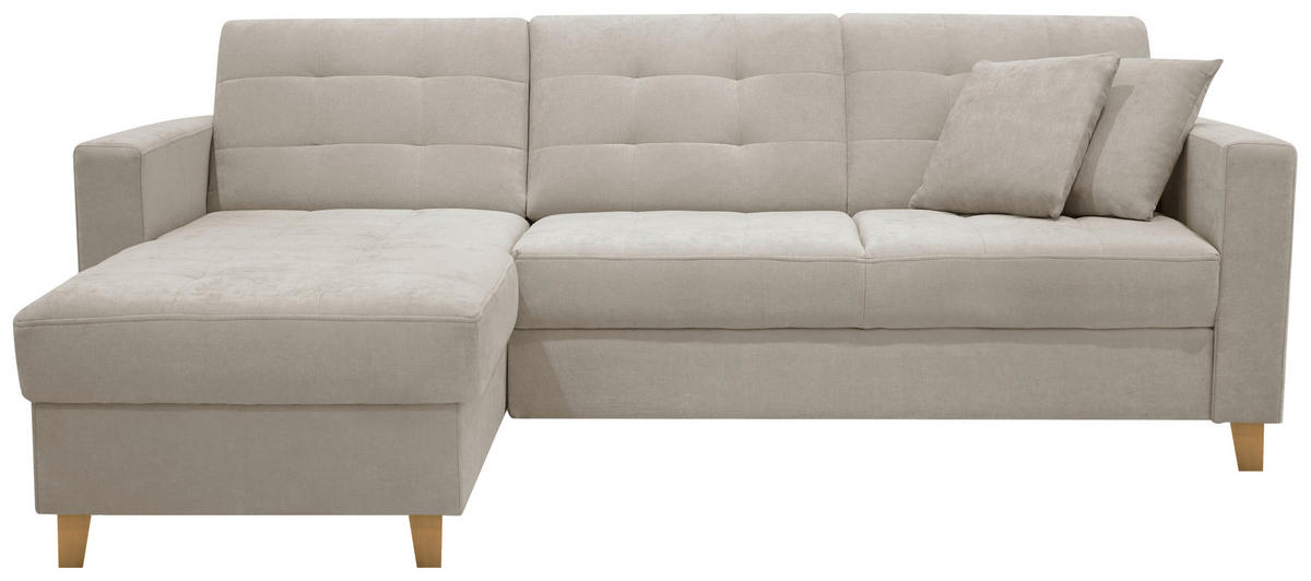 ECKSOFA Chenille Creme  - Creme/Naturfarben, Design, Holz/Textil (160/231cm) - Livetastic