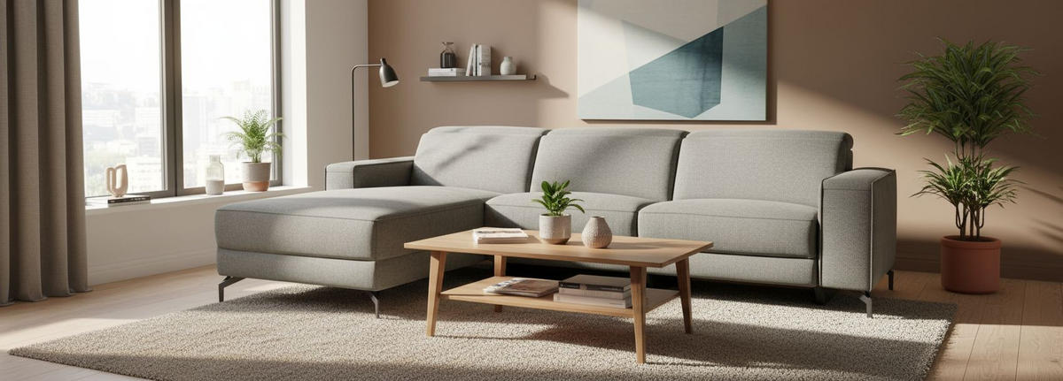 ECKSOFA Grau Webstoff  - Schwarz/Grau, Design, Textil/Metall (176/278cm) - Livetastic