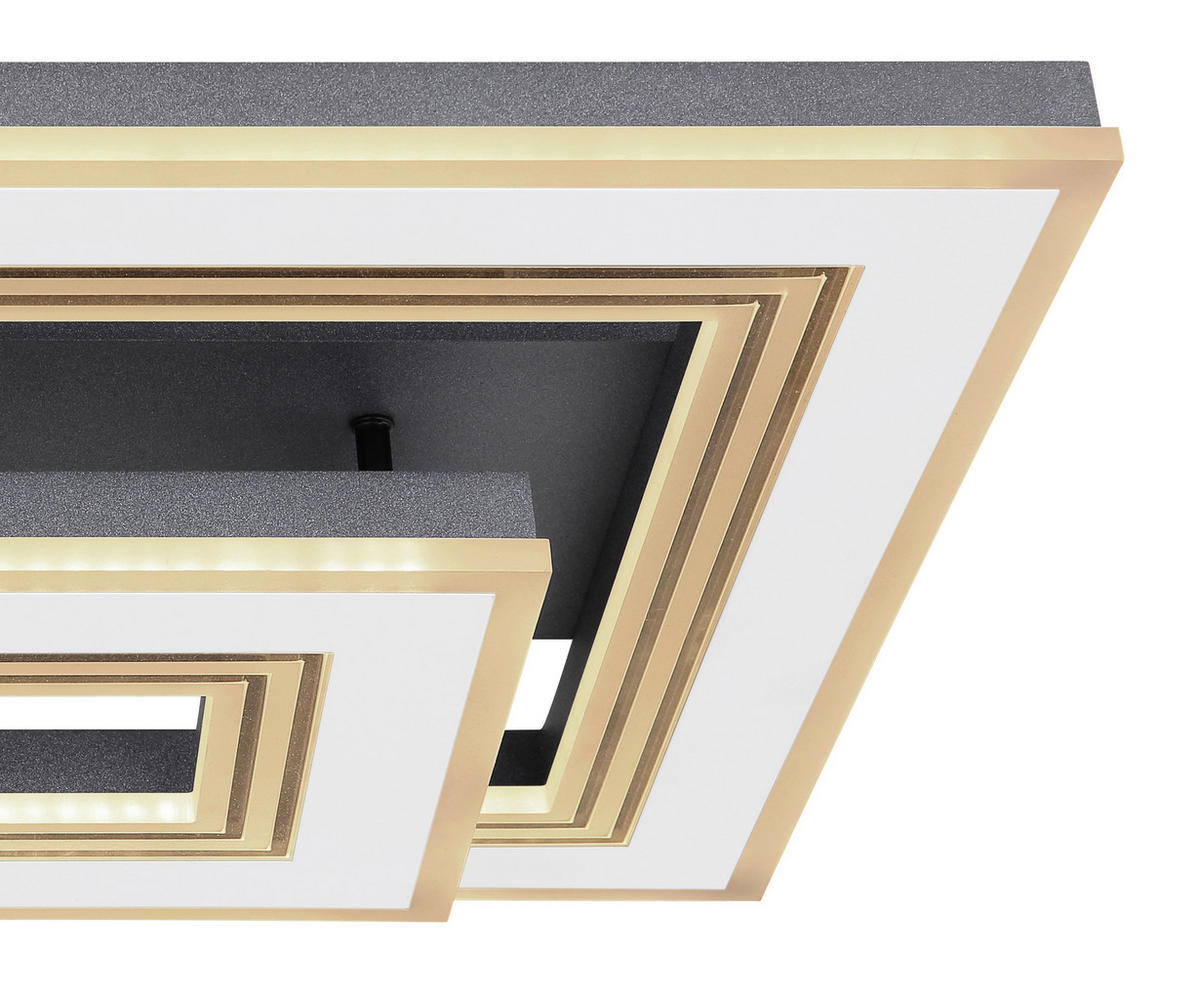 LED-DECKENLEUCHTE 50/50/11,5 cm   - Opal/Schwarz, Design, Kunststoff/Metall (50/50/11,5cm) - Globo