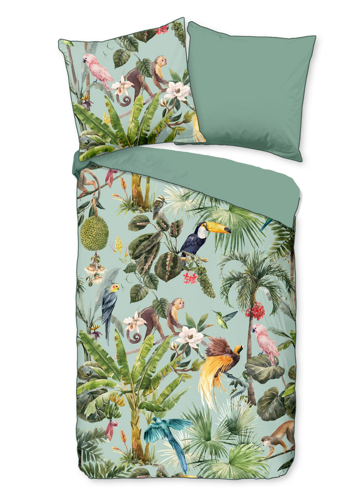 WENDEBETTWÄSCHE Igandi Satin 155/220 cm  - Grün, Natur, Textil (155/220cm)