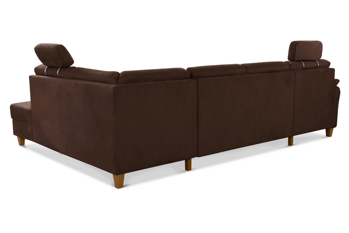 WOHNLANDSCHAFT in Mikrofaser Dunkelbraun  - Eichefarben/Dunkelbraun, Konventionell, Holz/Textil (163/308/212cm) - Sit & More