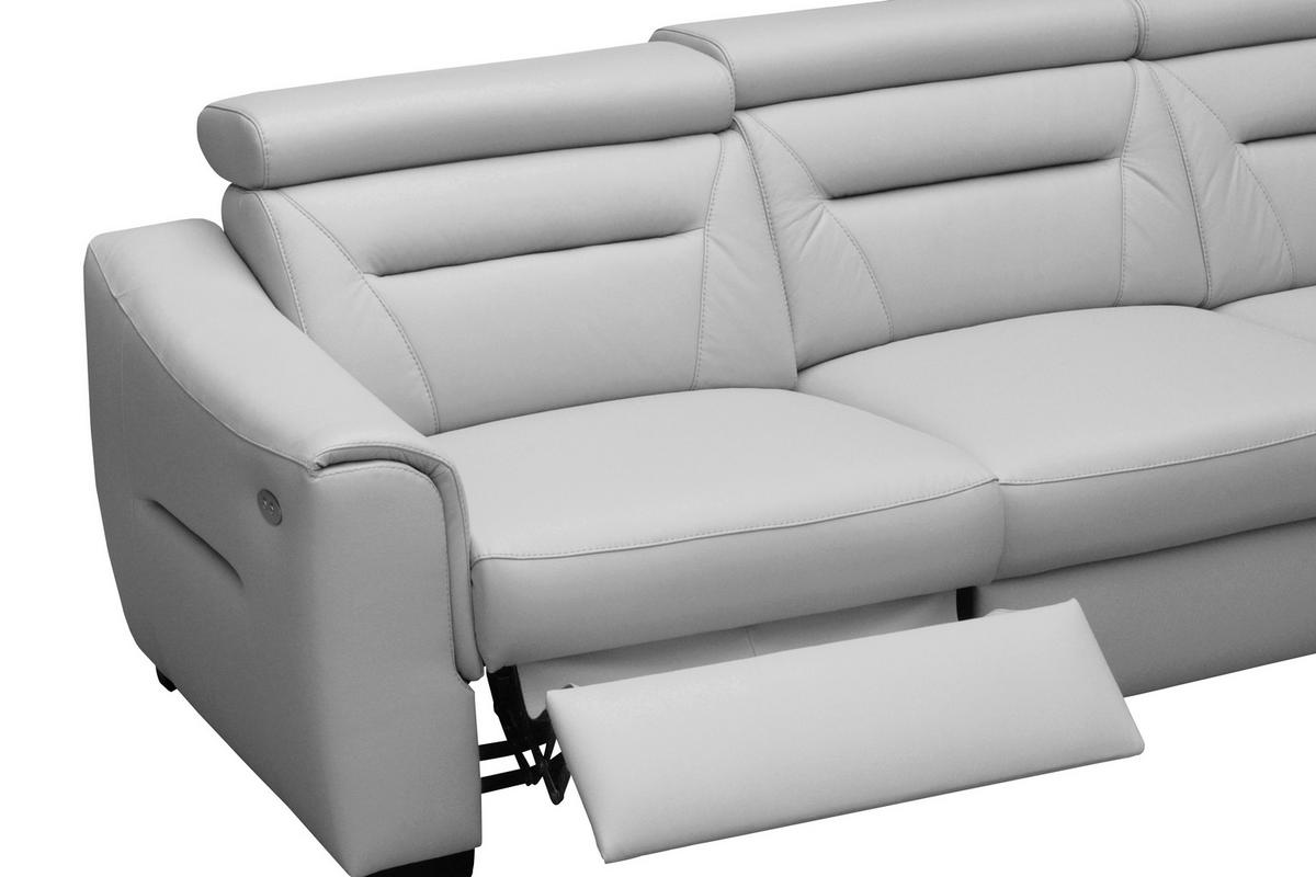 ECKSOFA  in Lederlook Echtleder Platinfarben  - Platinfarben/Wengefarben, Design, Leder/Holz (260/260cm) - Celina Home